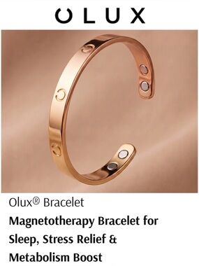 Olux Weight Loss Sleep Stress Health Magnetic Bracelet. Rose Gold Color.